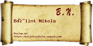 Bálint Nikola névjegykártya